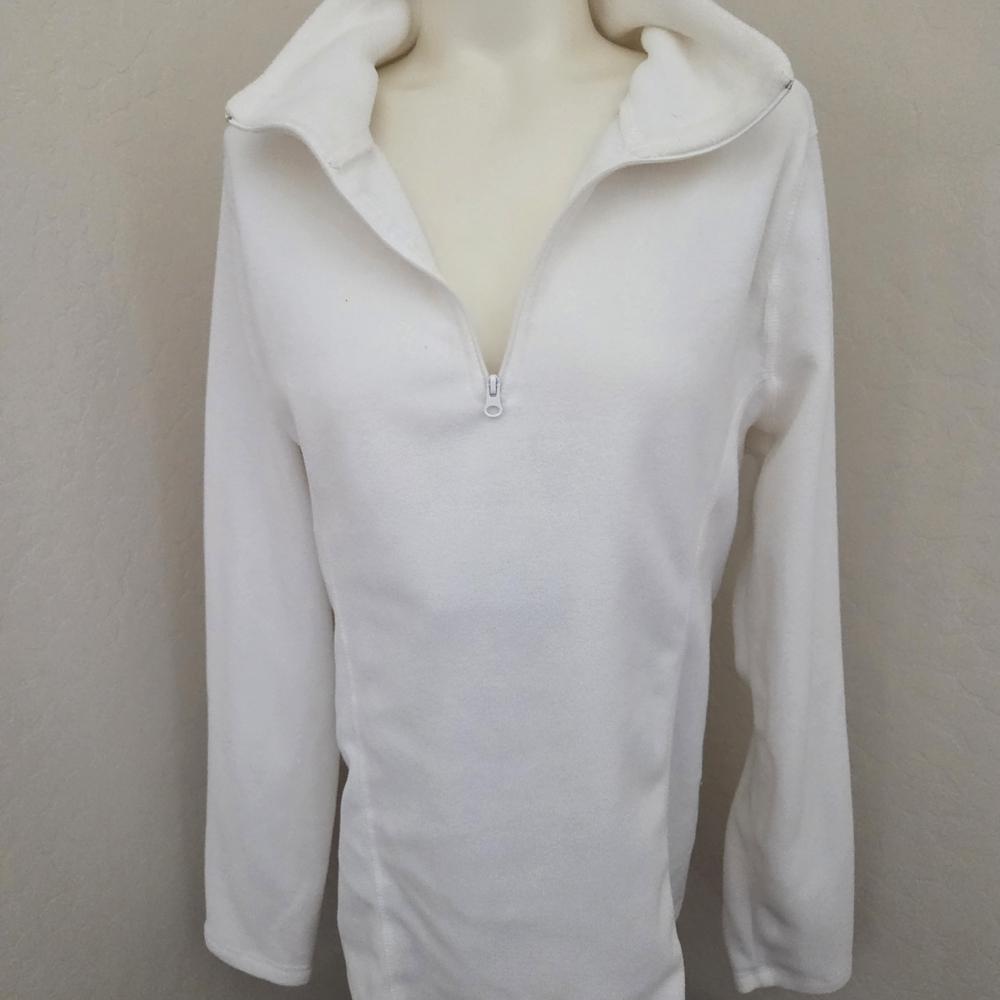 Old Navy Women's White Half-Zip Fleece Sweatshirt